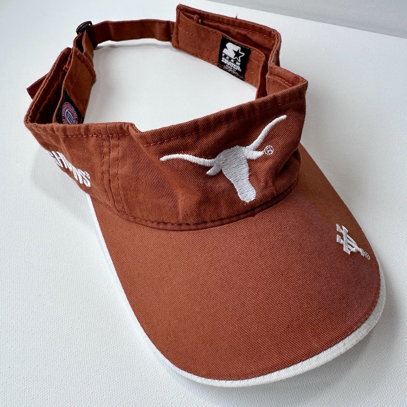 Vintage 90s Texas Longhorns Starter Visor Hat Ncaa Burnt Orange Adjustable